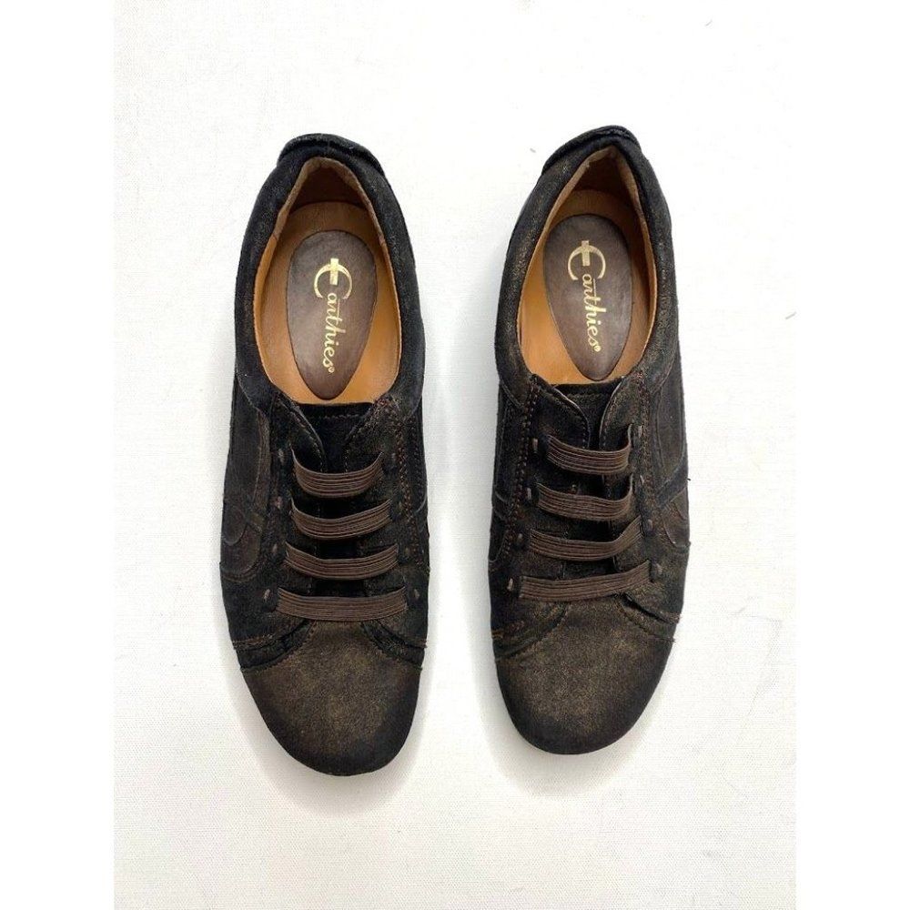 Womens EARTHIES Ronda Brown Bronze Rock Leather Slip On Shoes Sneakers sz 8 - Picture 2 of 9